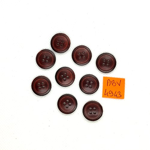 9 boutons en résine marron - 15mm - abv4943