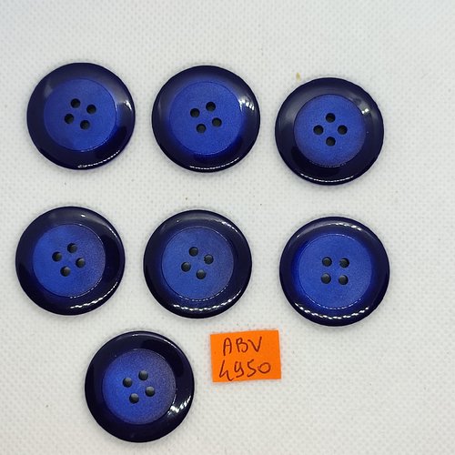 7 boutons en résine bleu - 28mm - abv4950