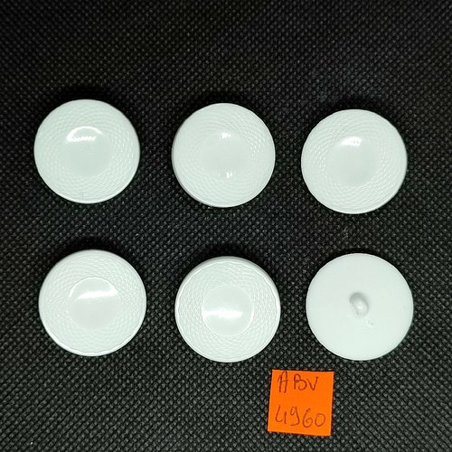 6 boutons en résine blanc - 27mm - abv4960