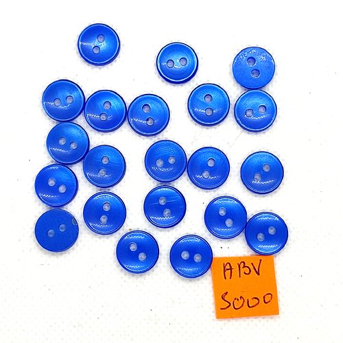 20 boutons en résine bleu - 11mm - abv5000