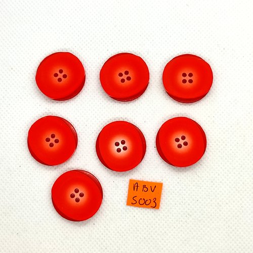 7 boutons en résine rouge - 23mm - abv5003
