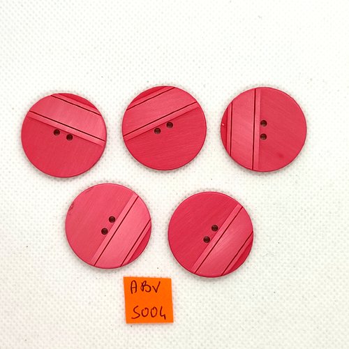 5 boutons en résine rose/rouge clair - 28mm - abv5004