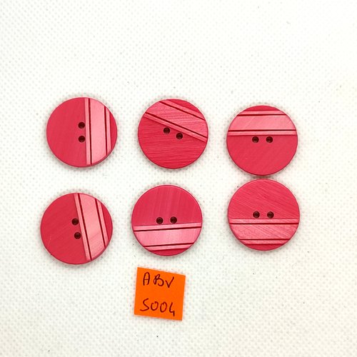 6 boutons en résine rose/rouge clair - 23mm - abv5004