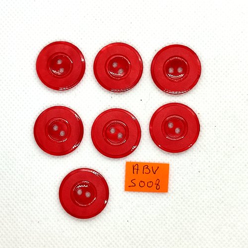 7 boutons en résine rouge - 21mm - abv5008