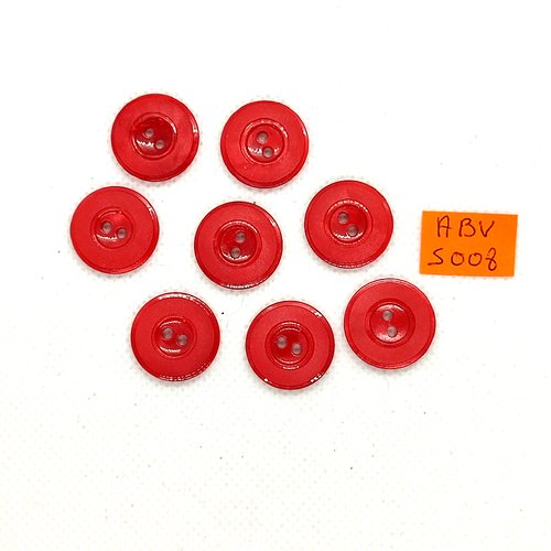 8 boutons en résine rouge - 17mm - abv5008