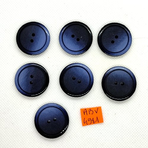 7 boutons en résine bleu dégradé - 27mm - abv4981