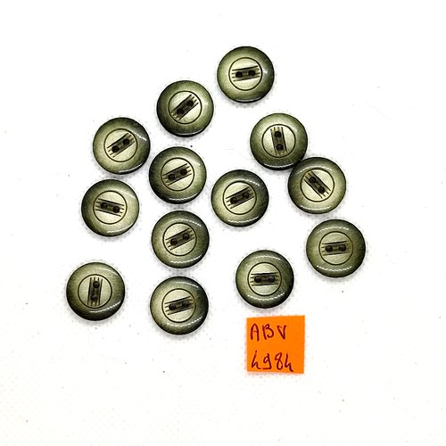 13 boutons en résine vert - 15mm - abv4984