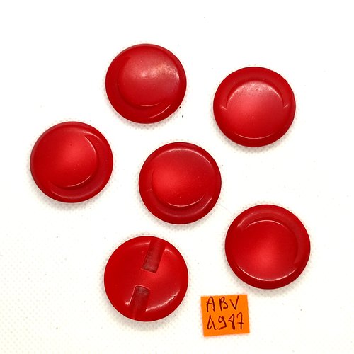 6 boutons en résine rouge - 28mm - abv4987