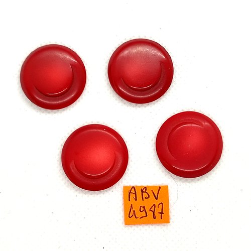 4 boutons en résine rouge - 23mm - abv4987