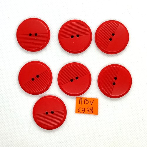 7 boutons en résine rouge - 27mm - abv4988