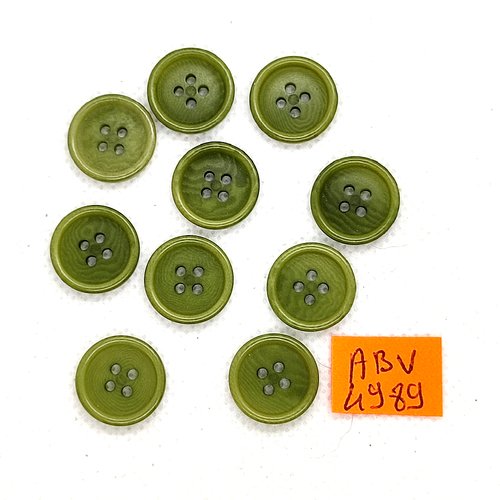 10 boutons en résine vert - 15mm - abv4989