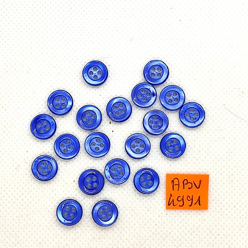 20 boutons en résine bleu - 10mm - abv4991