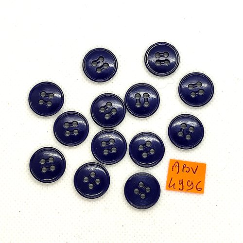 13 boutons en résine bleu foncé - 15mm - abv4996