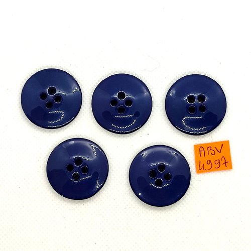 5 boutons en résine bleu foncé - 28mm - abv4997