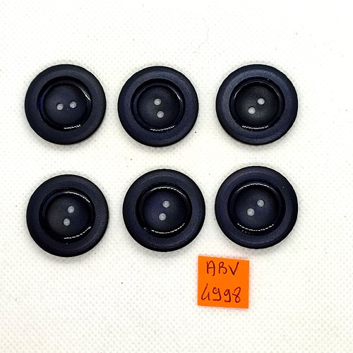 7 boutons en résine bleu foncé - 27mm - abv4998