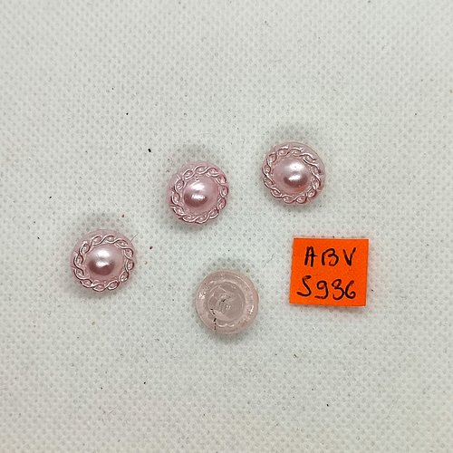4 boutons en verre rose - 13mm - abv5936