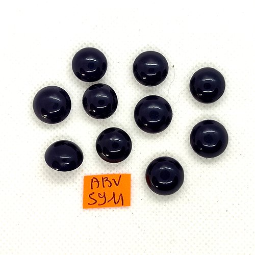 10 boutons en résine bleu foncé - 12mm - abv5911
