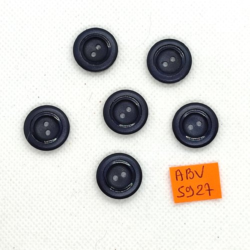 6 boutons en résine bleu foncé - 17mm - abv5927