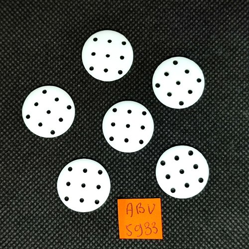 7 boutons en résine blanc - 20mm - abv5933