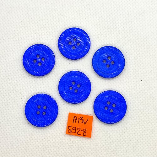 6 boutons en résine bleu - 20mm - abv5928