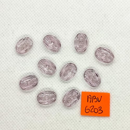 10 boutons en résine transparent rose - 13x10mm - abv6203