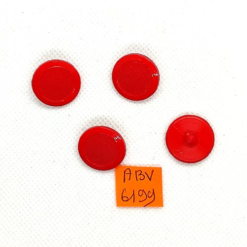4 boutons en résine rouge - 19mm - abv6199