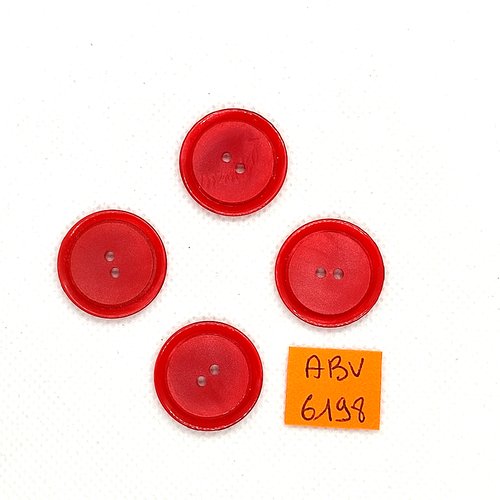 4 boutons en résine rouge - 22mm - abv6198