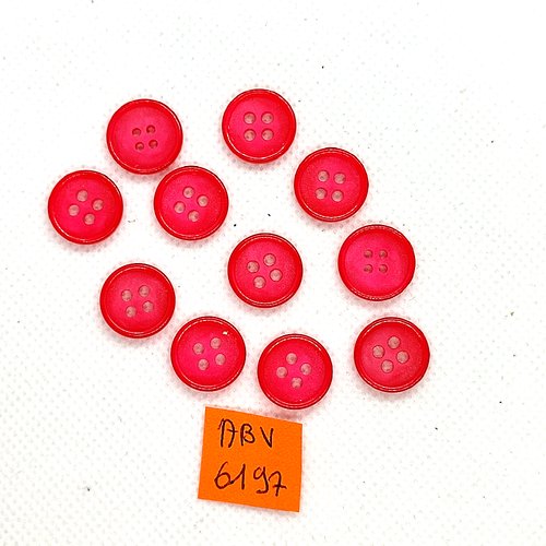11 boutons en résine rouge/fuchsia - 14mm - abv6197