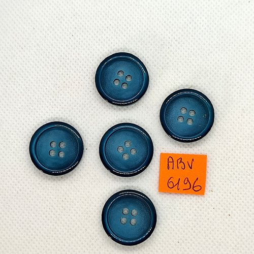 5 boutons en résine bleu - 21mm - abv6196