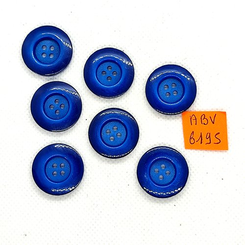7 boutons en résine bleu - 21mm - abv6195