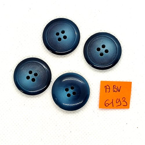 4 boutons en résine bleu - 22mm - abv6193