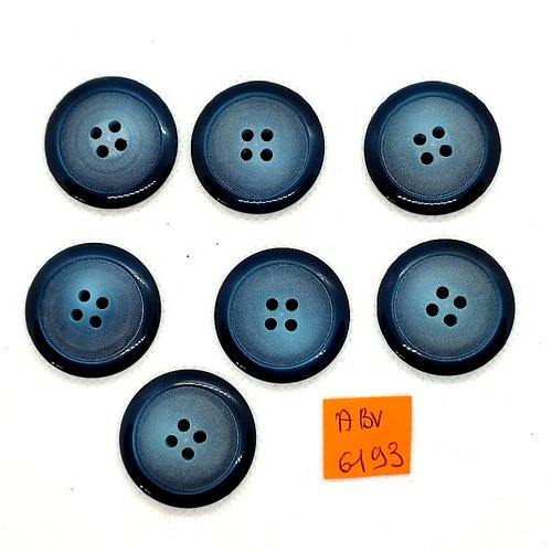 7 boutons en résine bleu - 28mm - abv6193