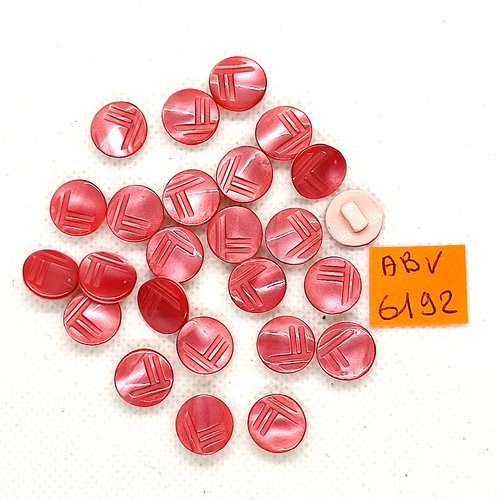 25 boutons en résine rouge clair et rose dessous - 11mm - abv6192
