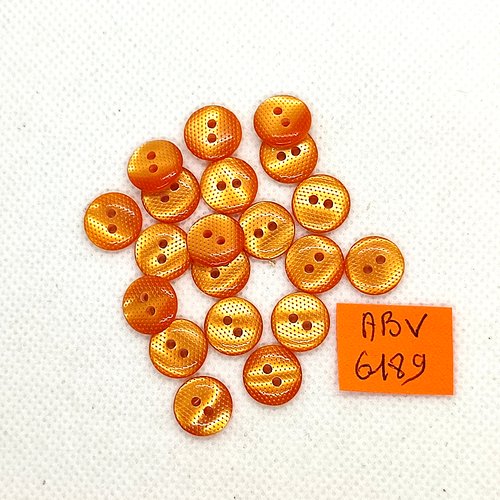20 boutons en résine orange - 11mm - abv6189