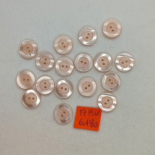 17 boutons en résine rose - 14mm - abv6180