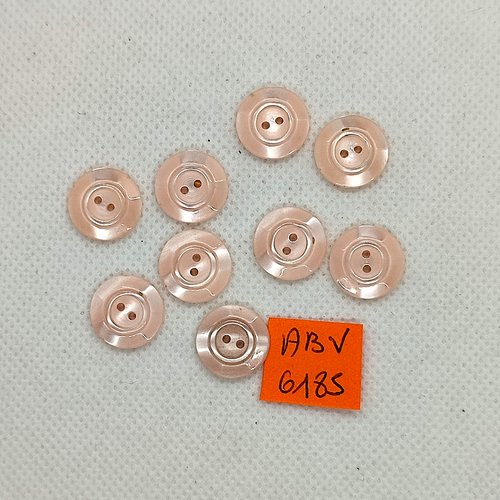 9 boutons en résine rose clair - 14mm - abv6185