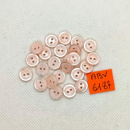 23 boutons en résine rose clair - 10mm - abv6187