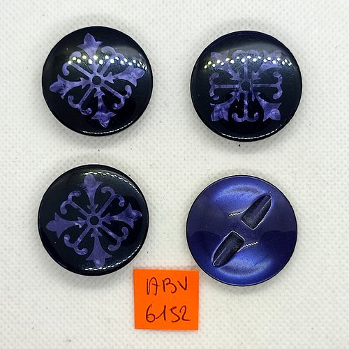 4 boutons en résine bleu - 31mm - abv6152bis