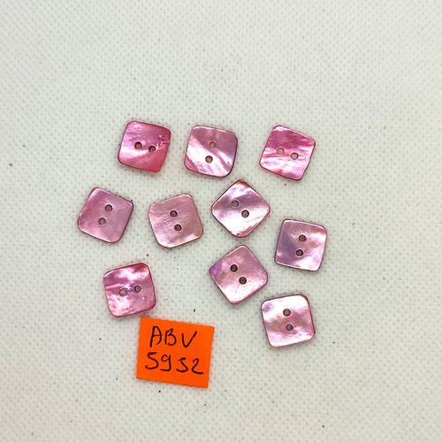 10 boutons en nacre rose - entre 12x12 et 13x13mm - abv5952