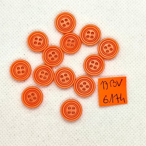 13 boutons en résine orange - 12mm - abv6174