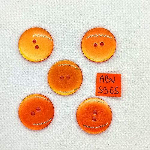 5 boutons en résine orange - 22mm - abv5965