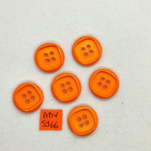 6 boutons en résine orange - 21mm - abv5966