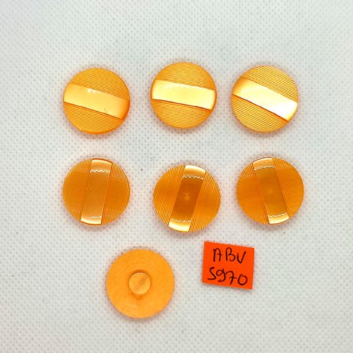 7 boutons en résine orange - 22mm - abv5970