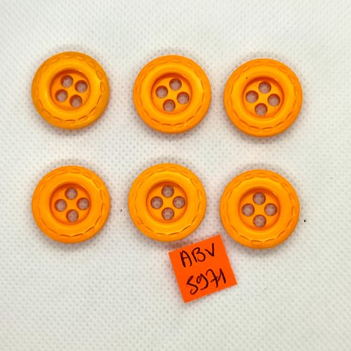 6 boutons en résine orange/jaune - 21mm - abv5971