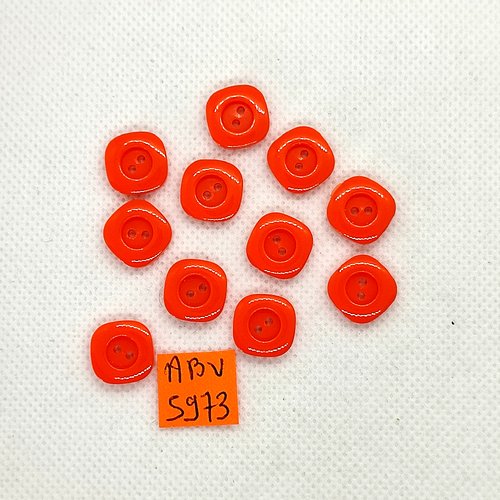 11 boutons en résine orange foncé - 12x12mm - abv5973