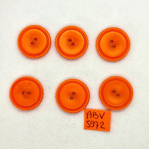 6 boutons en résine orange - 22mm - abv5972