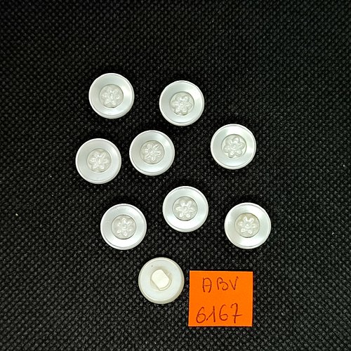 9 boutons en résine blanc cassé - 13mm - abv6167