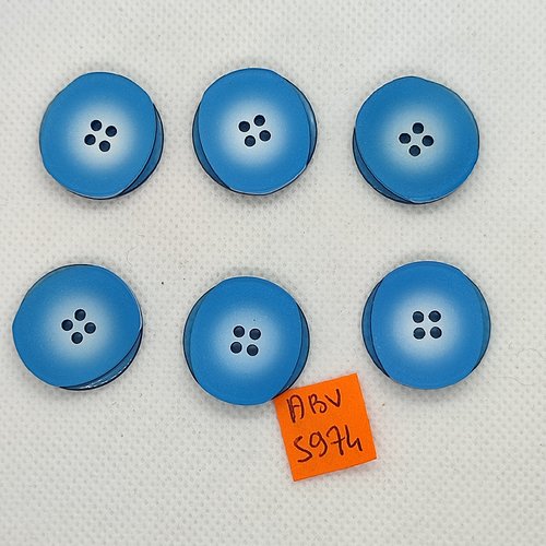 6 boutons en résine bleu - 23mm - abv5974