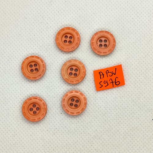 6 boutons en résine rose - 14mm - abv5976
