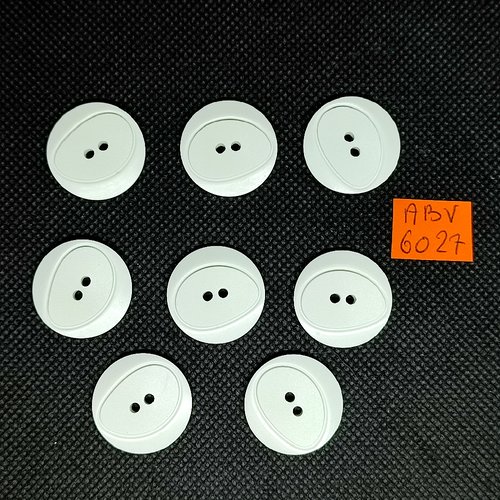 8 boutons en résine blanc - 22mm - abv6027
